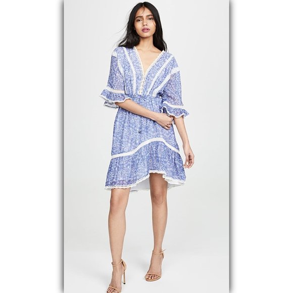 💙🌻🦋 NWT Love Sam Silk "Dream Floral" Dress XS 💙🌻🦋 - Picture 4 of 10